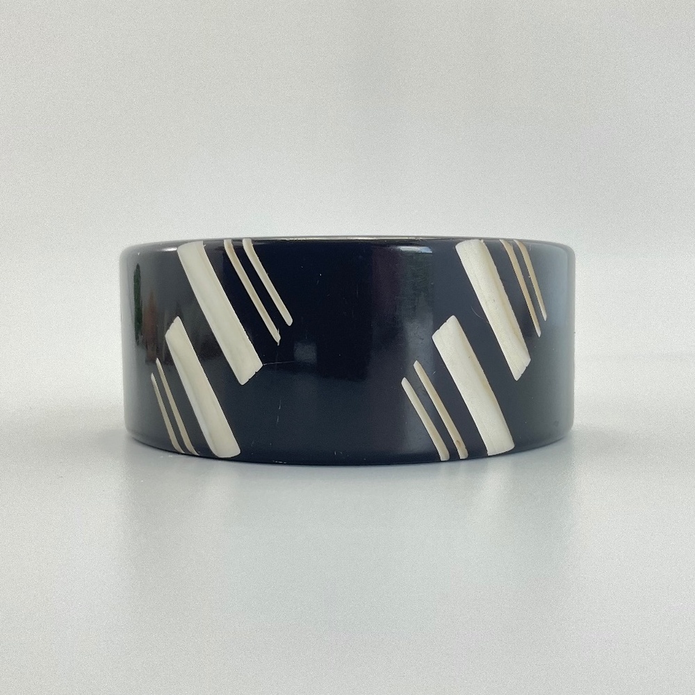 Vintage, Faux Bakelite Cuff, Fakelite, Black & White Bracelet, Art Deco Style